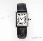 AF Factory Cartier Tank Must Stainless Steel Quartz Watch  Black Leather Quick-change Strap